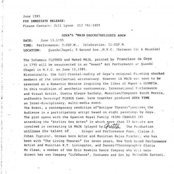 28 press release goya time 1985 new york