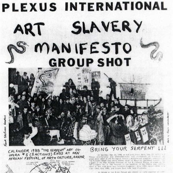 1988 Plexus Art Slavery Group Shots Manifesto, New York, Rome, Carloforte (Sardinia), House of the Slaves,Goree (Dakar)